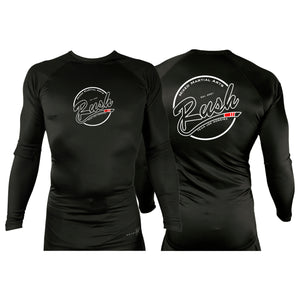 Rush Mixed Martial Arts All Black Custom Rash Guards Long Sleeves #8068 A