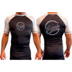 Rush Mixed Martial Arts All Black Ranked Short Sleeve Rash Guards #8068 A
