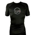 Rush Mixed Martial Arts All Black Custom Rash Guards Short Sleeves #8068 A