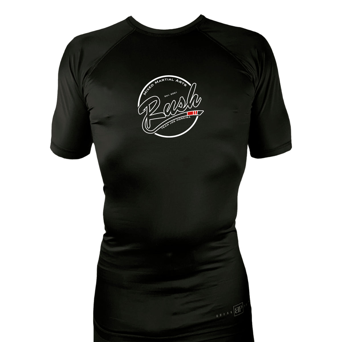 Rush Mixed Martial Arts All Black Custom Rash Guards Short Sleeves #8068 A