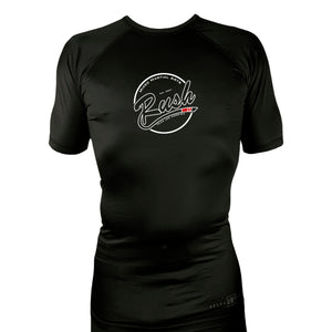 Rush Mixed Martial Arts All Black Custom Rash Guards Short Sleeves #8068 A