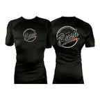 Rush Mixed Martial Arts All Black Custom Rash Guards Short Sleeves #8068 A