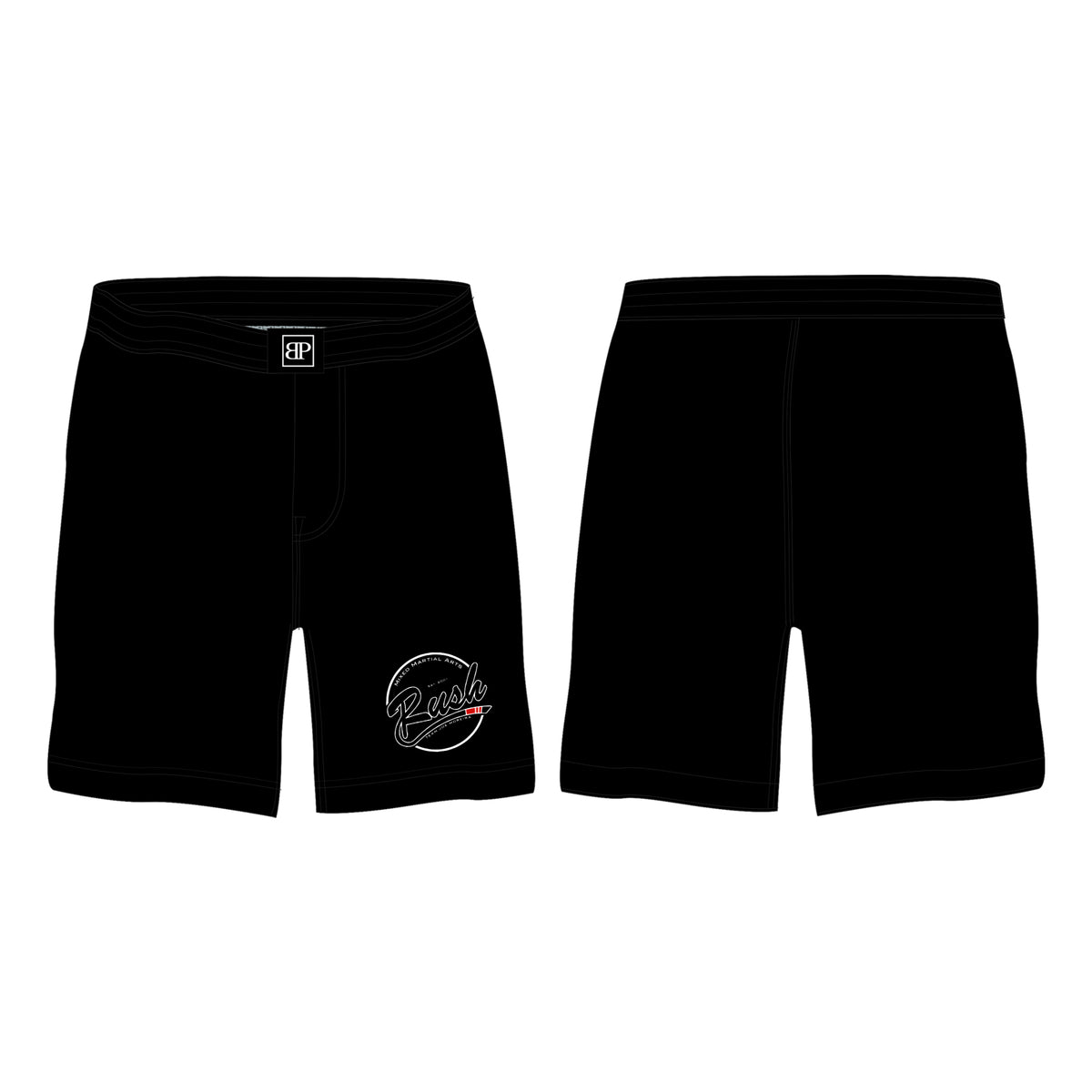 Rush Mixed Martial Arts All Black Custom Shorts #8068 A