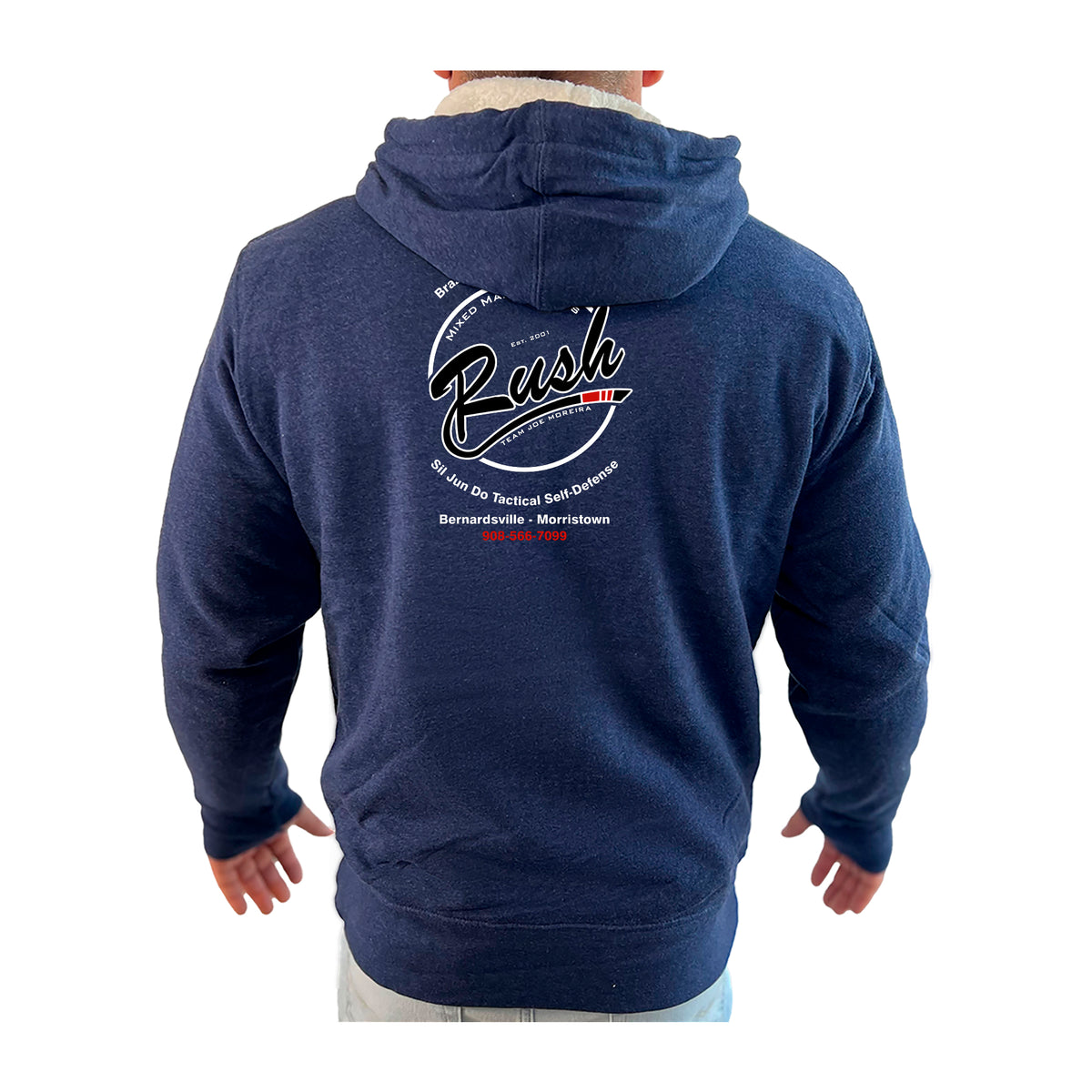 Rush Mixed Martial Arts Academy Sherpa Lined Zip-Up Hoodie #8068 B