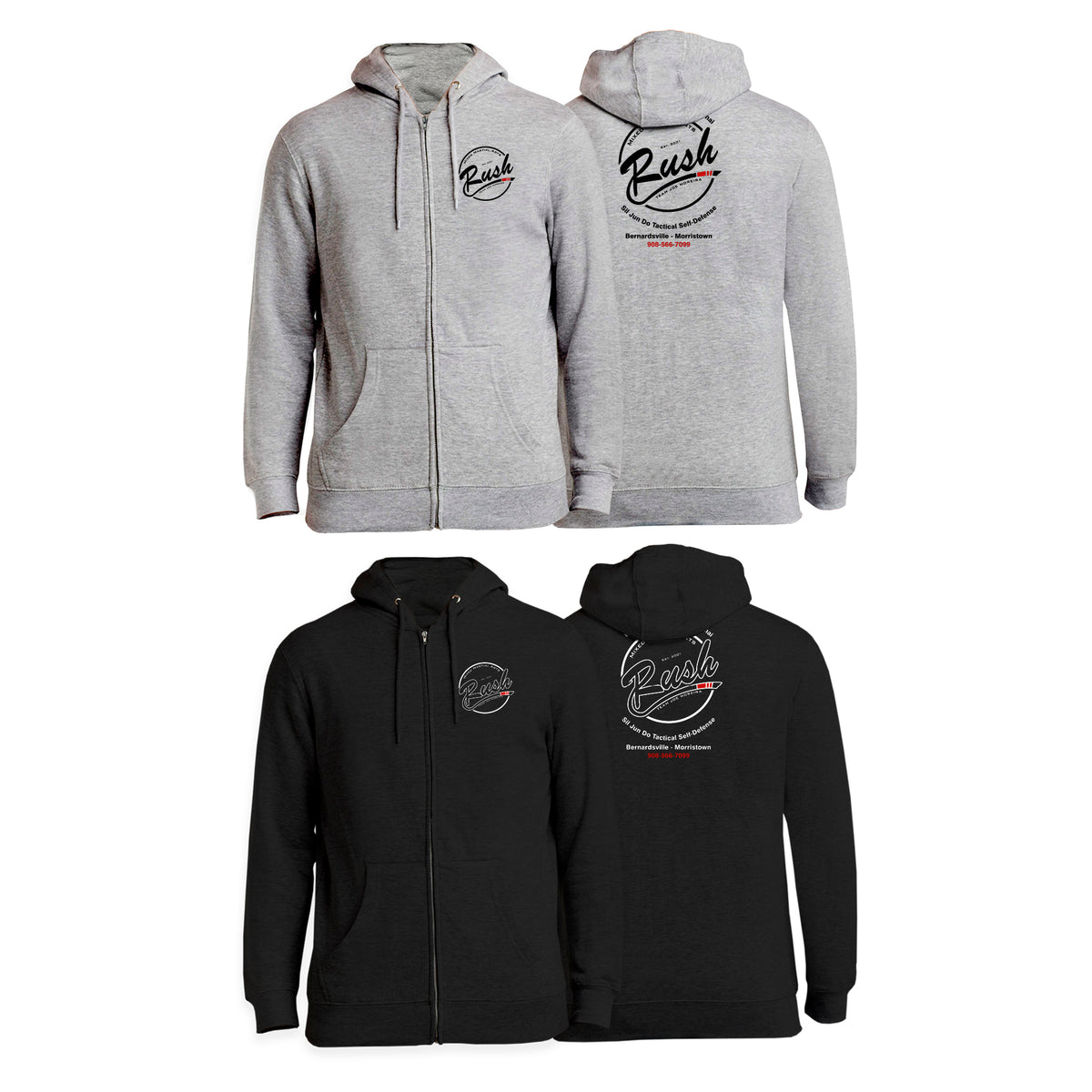 Rush Mixed Martial Arts Academy Zip-Up Hoodies #8068 B