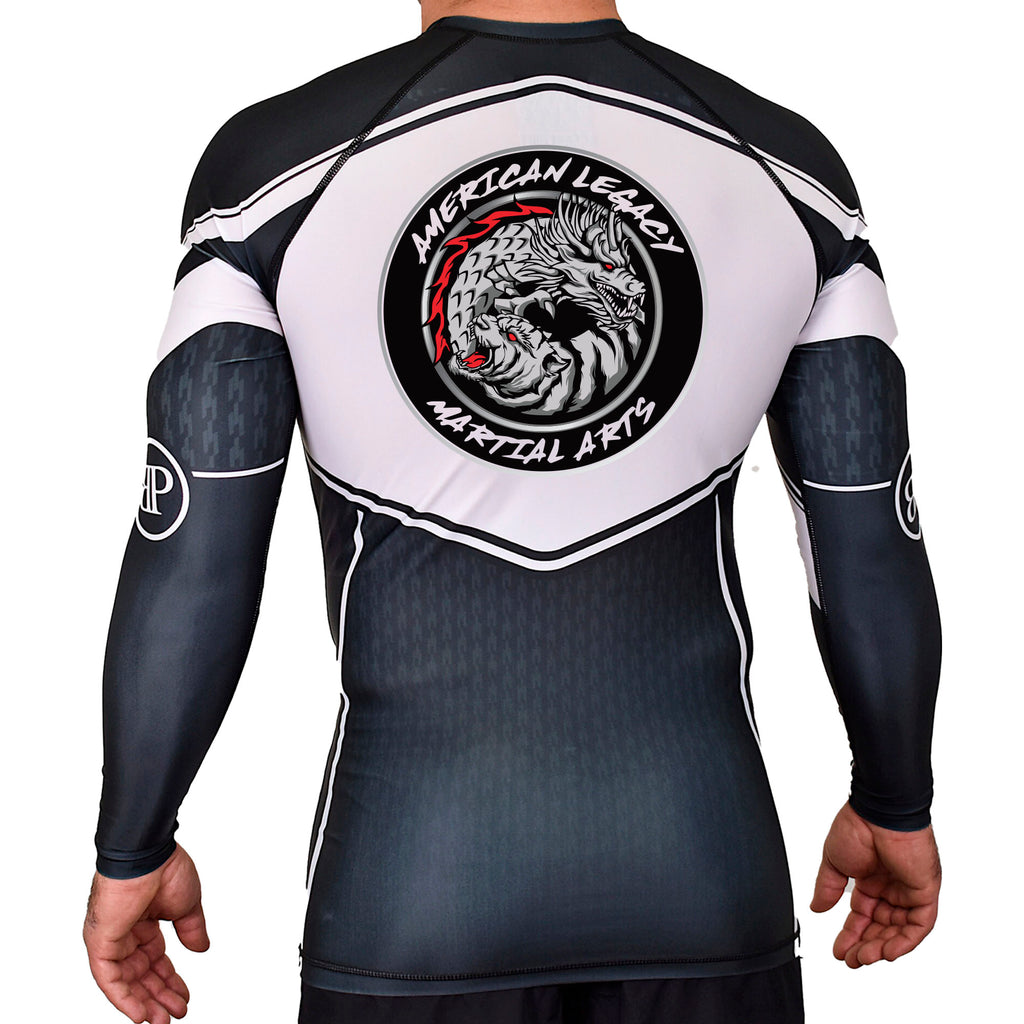 American Legacy Martial Arts Academy Rash Guards Black/White #8069 A
