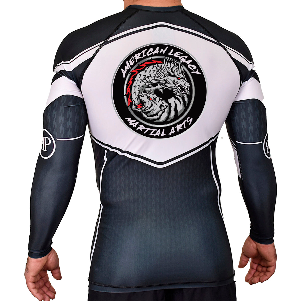 American Legacy Martial Arts Academy Rash Guards Black/White #8069 A