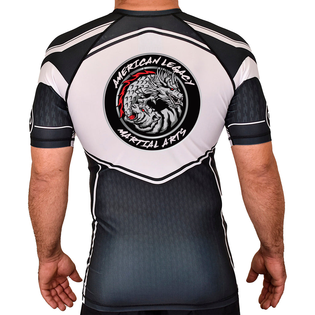 American Legacy Martial Arts Academy Rash Guards Black/White #8069 A
