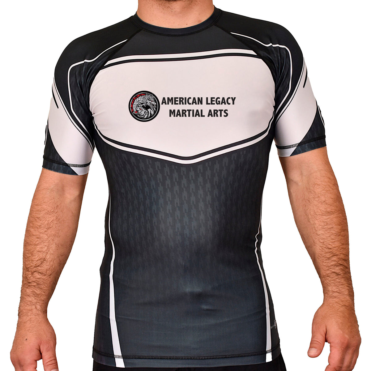 American Legacy Martial Arts Academy Rash Guards Black/White #8069 A