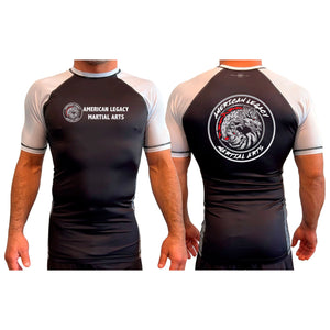 American Legacy Martial Arts All Black Ranked Short Sleeve Rash Guards #8069 B