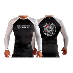 American Legacy Martial Arts All Black Ranked Long Sleeve Rash Guards #8069 B