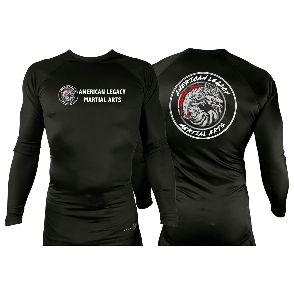 American Legacy Martial Arts All Black Custom Rash Guards Long Sleeves #8069 B