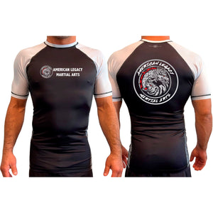 American Legacy Martial Arts All Black Ranked Short Sleeve Rash Guards #8069 B