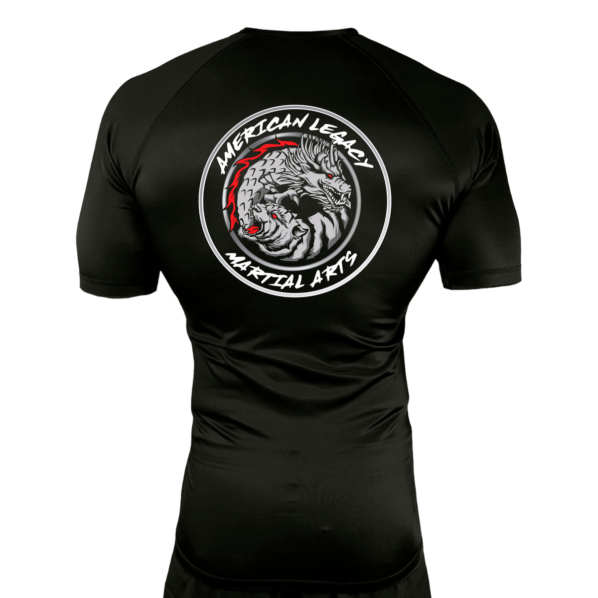 American Legacy Martial Arts All Black Custom Rash Guards Short Sleeves #8069 B