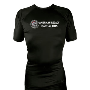 American Legacy Martial Arts All Black Custom Rash Guards Short Sleeves #8069 B