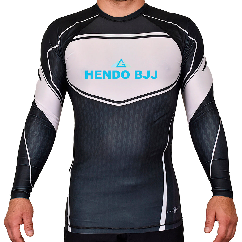 Hendo Brazilian Jiu Jitsu Academy Rash Guards Black/White #8070 A