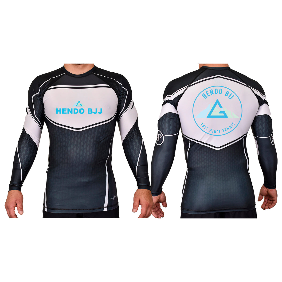 Hendo Brazilian Jiu Jitsu Academy Rash Guards Black/White #8070 A
