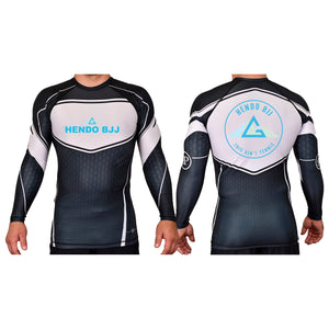 Hendo Brazilian Jiu Jitsu Academy Rash Guards Black/White #8070 A
