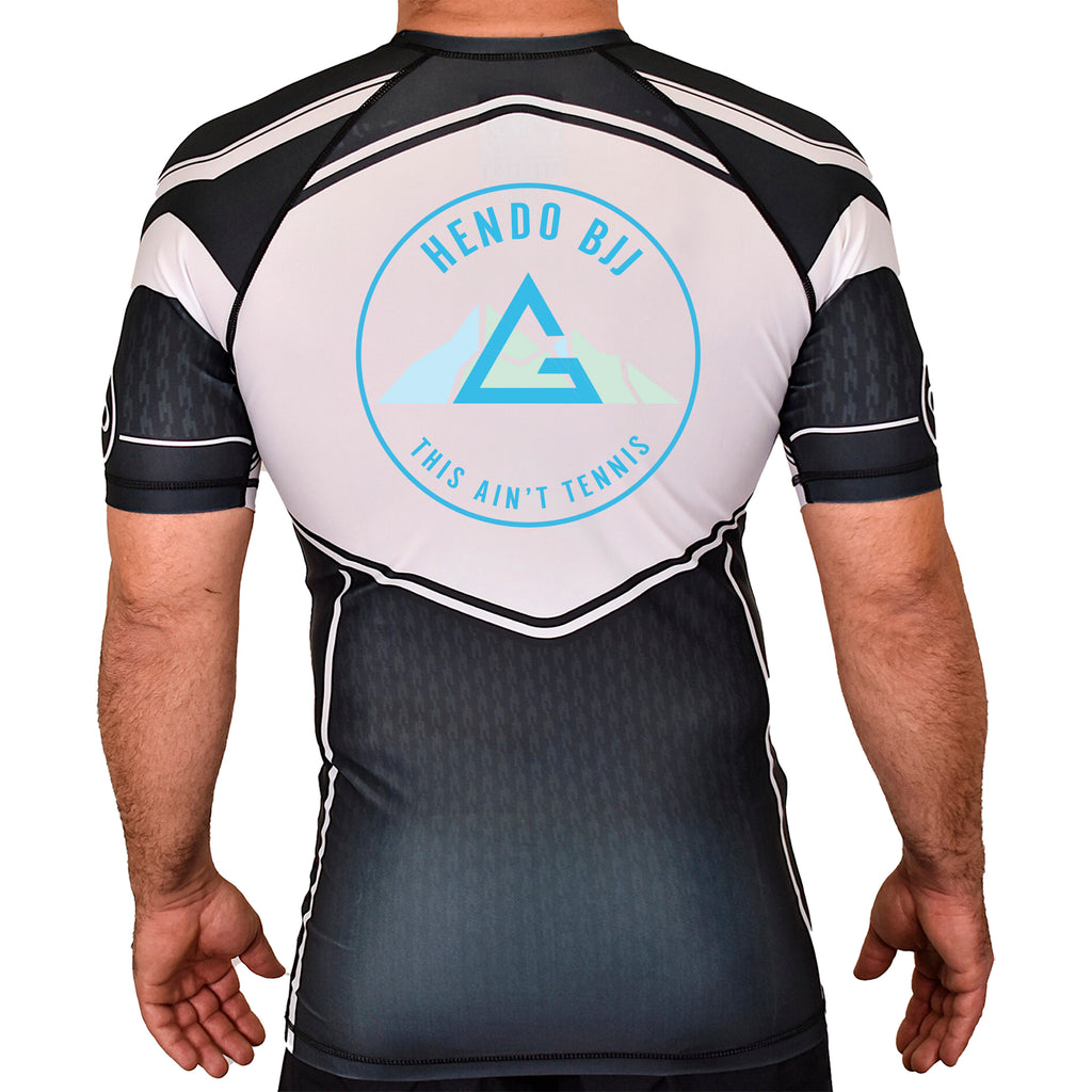 Hendo Brazilian Jiu Jitsu Academy Rash Guards Black/White #8070 A