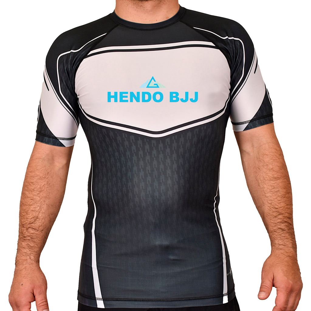 Hendo Brazilian Jiu Jitsu Academy Rash Guards Black/White #8070 A