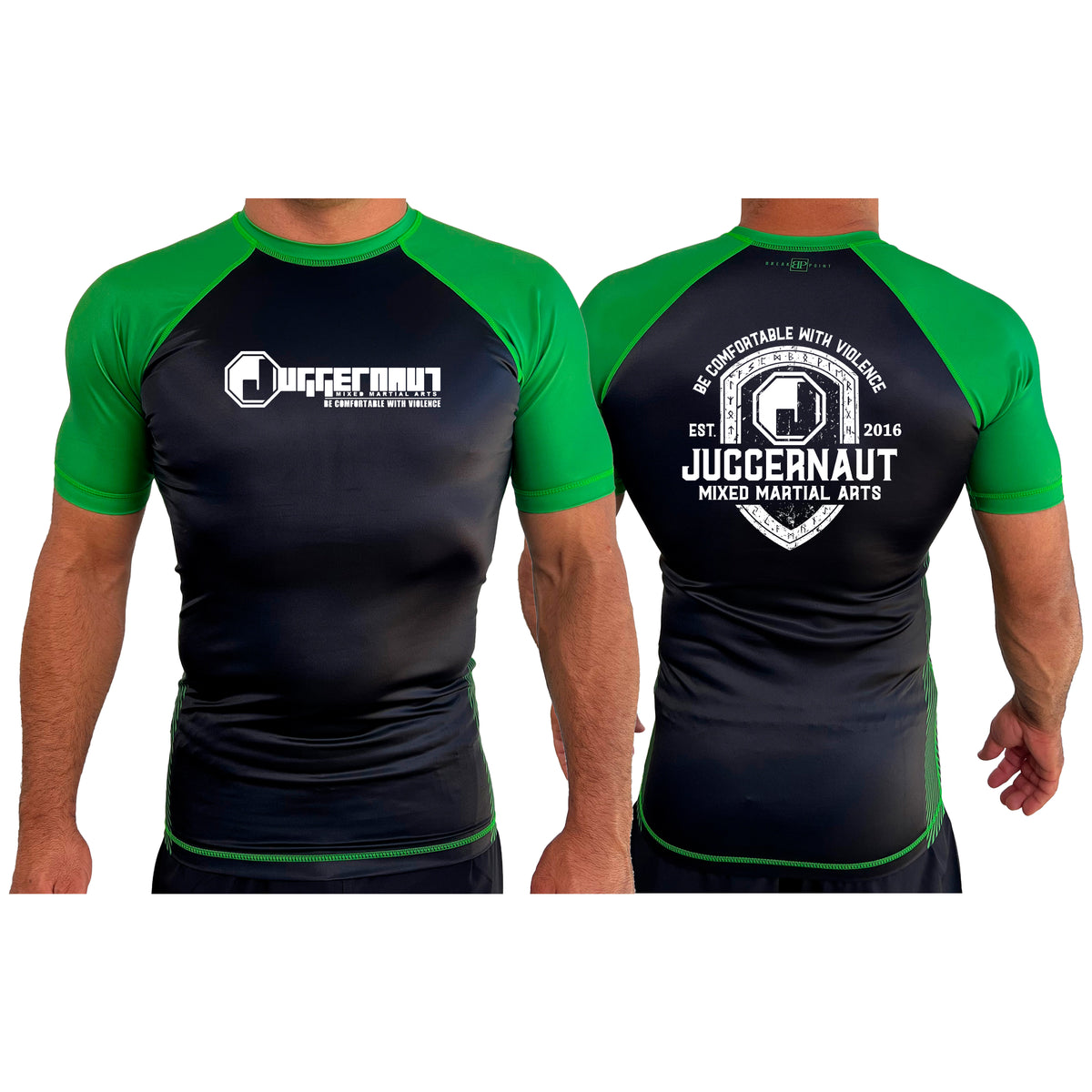 Juggernaut MMA All Black Ranked Short Sleeve Rash Guards #8071 D