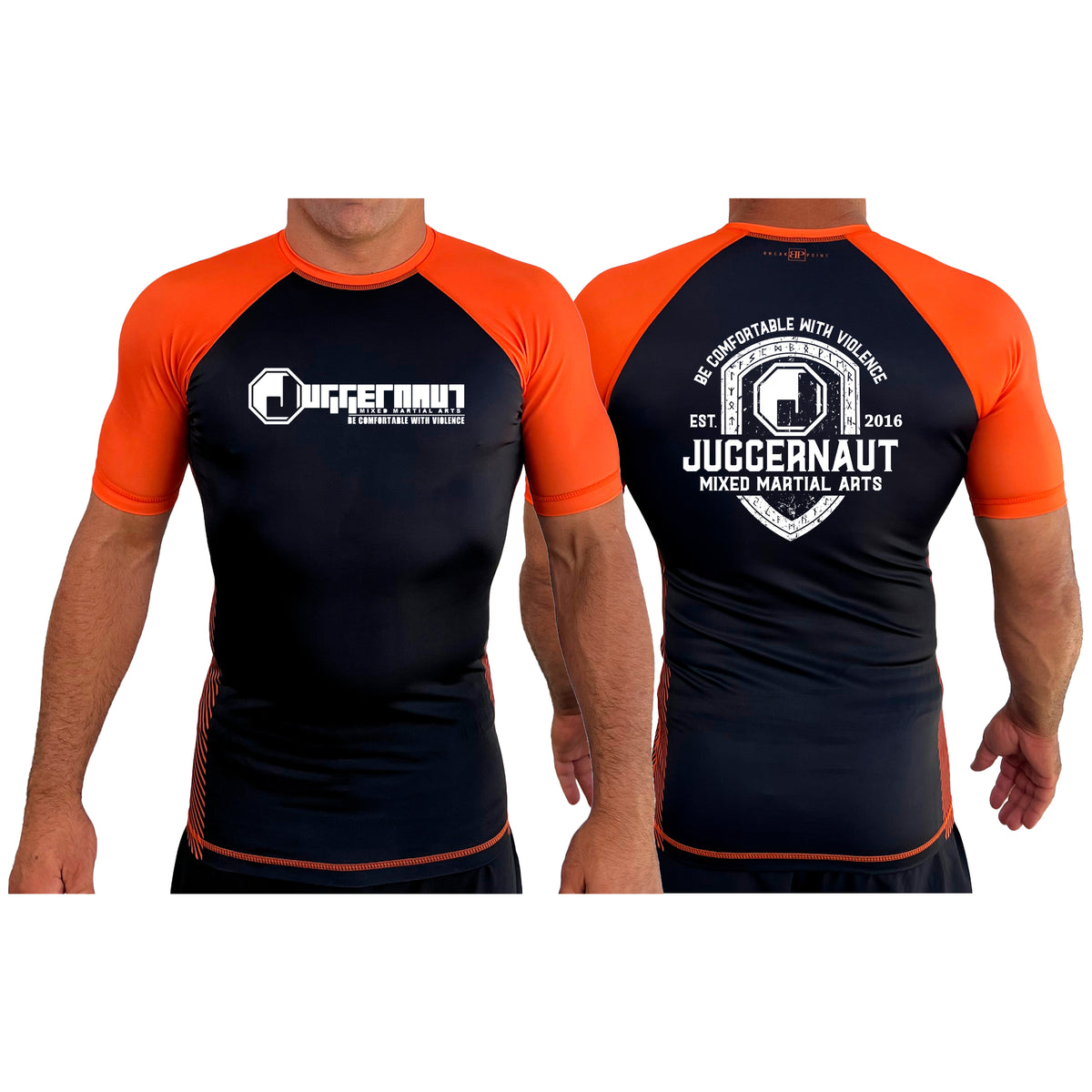 Juggernaut MMA All Black Ranked Short Sleeve Rash Guards #8071 D