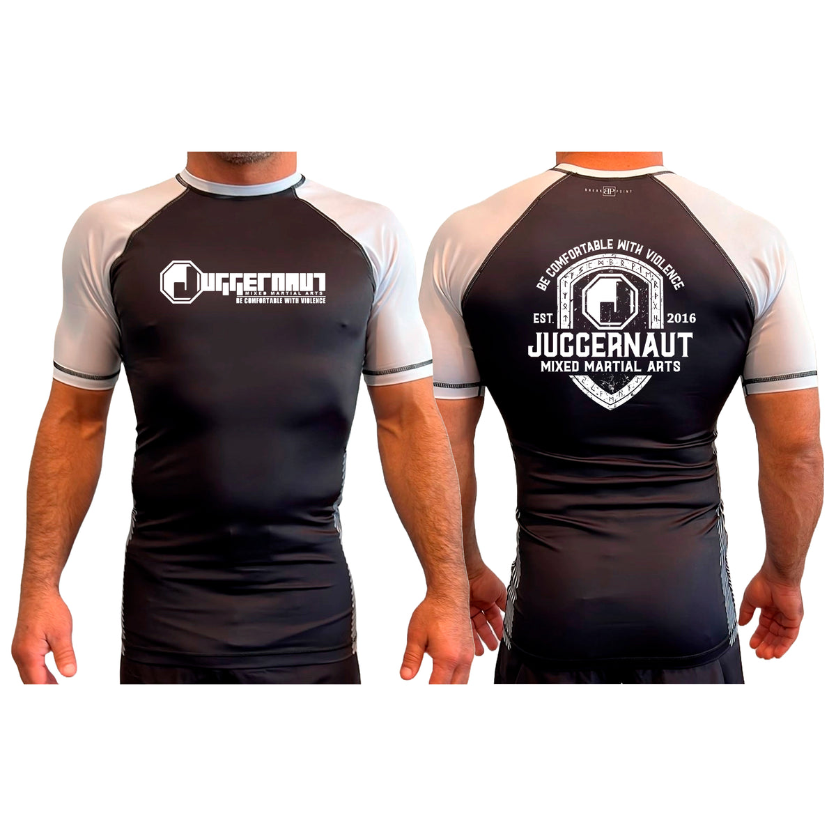 Juggernaut MMA All Black Ranked Short Sleeve Rash Guards #8071 D