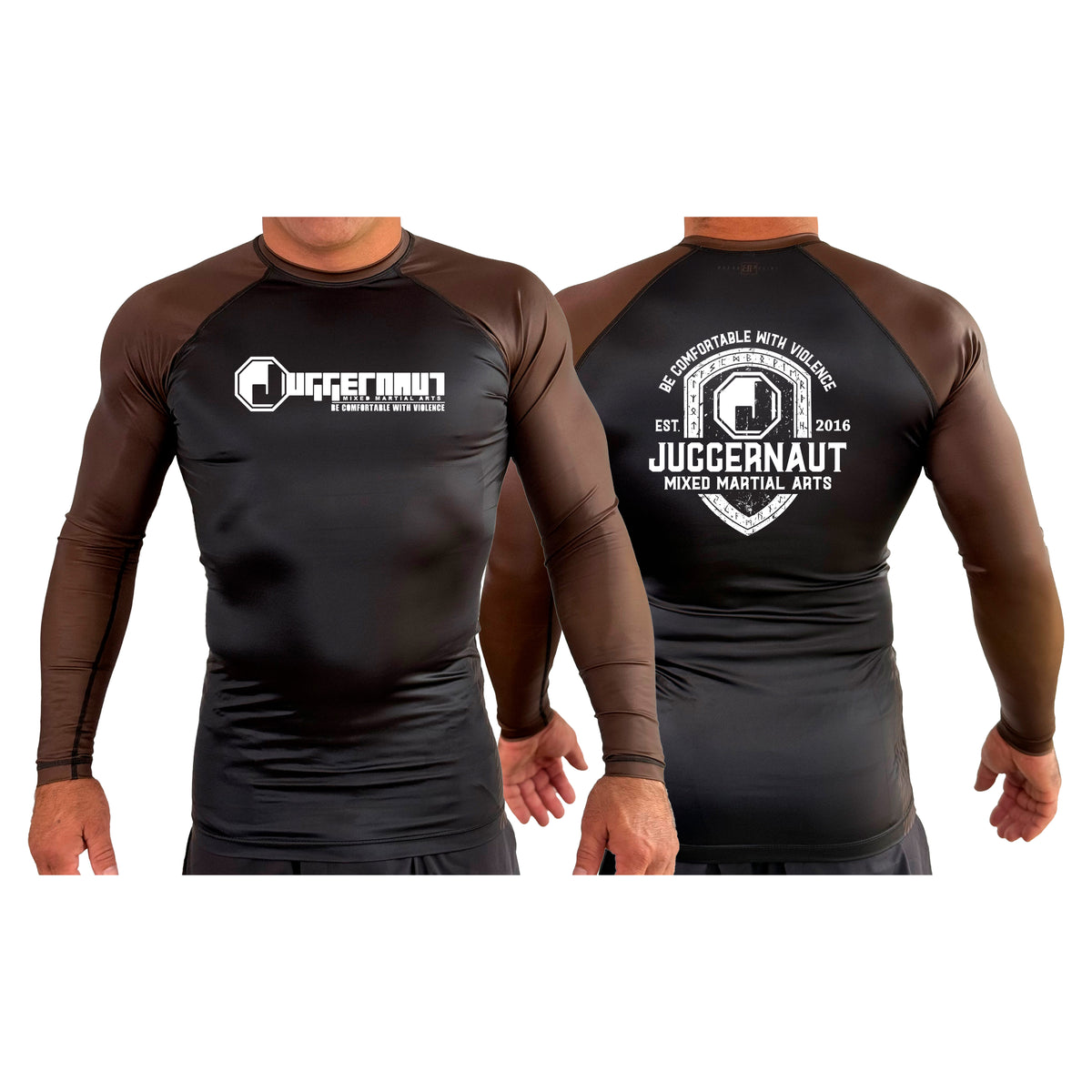 Juggernaut MMA All Black Ranked Long Sleeve Rash Guards #8071 D