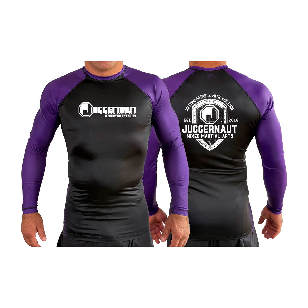 Juggernaut MMA All Black Ranked Long Sleeve Rash Guards #8071 D