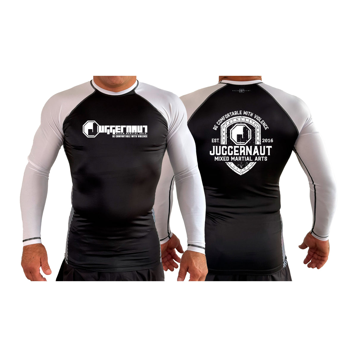 Juggernaut MMA All Black Ranked Long Sleeve Rash Guards #8071 D