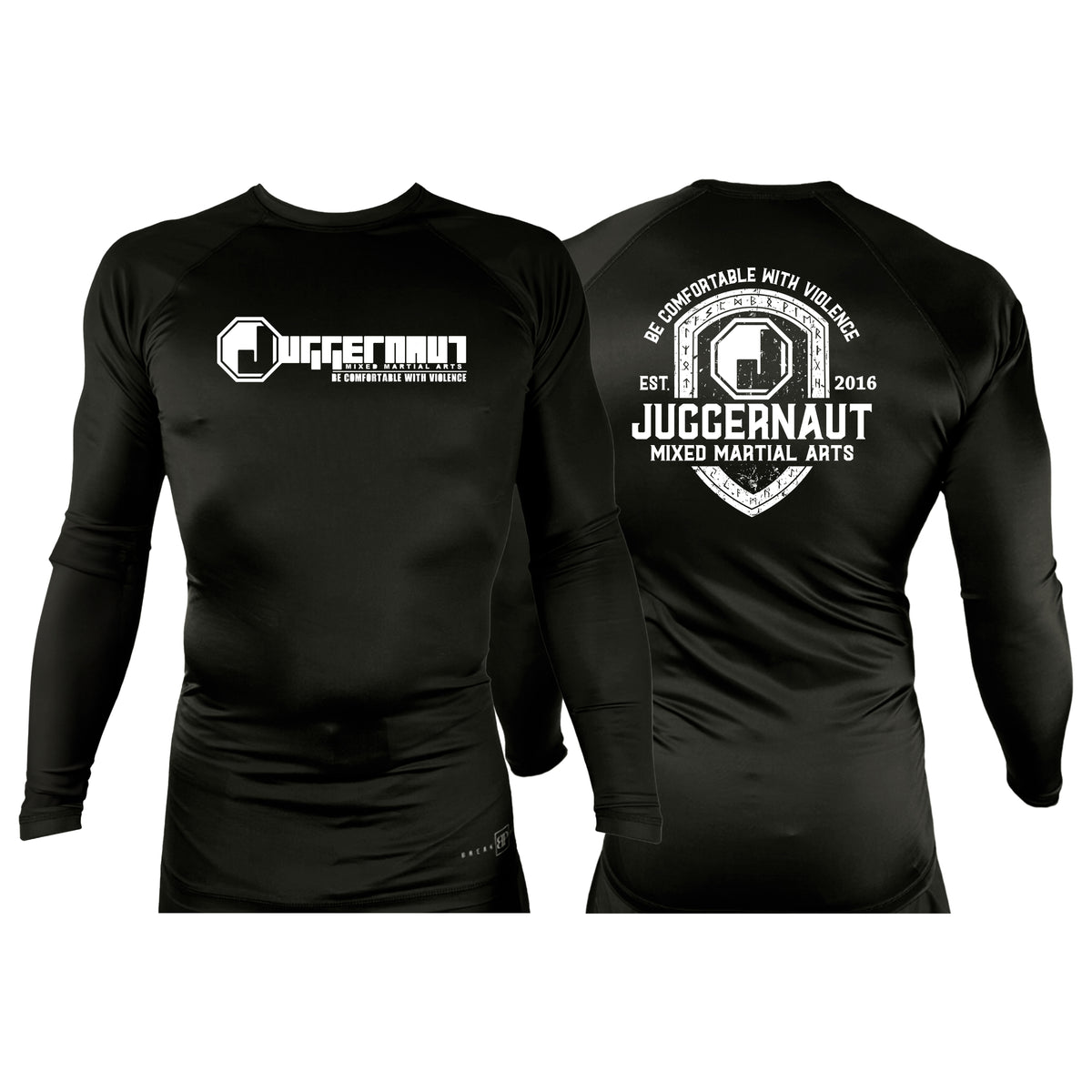 Juggernaut MMA All Black Rash Guards Long Sleeves #8071 D