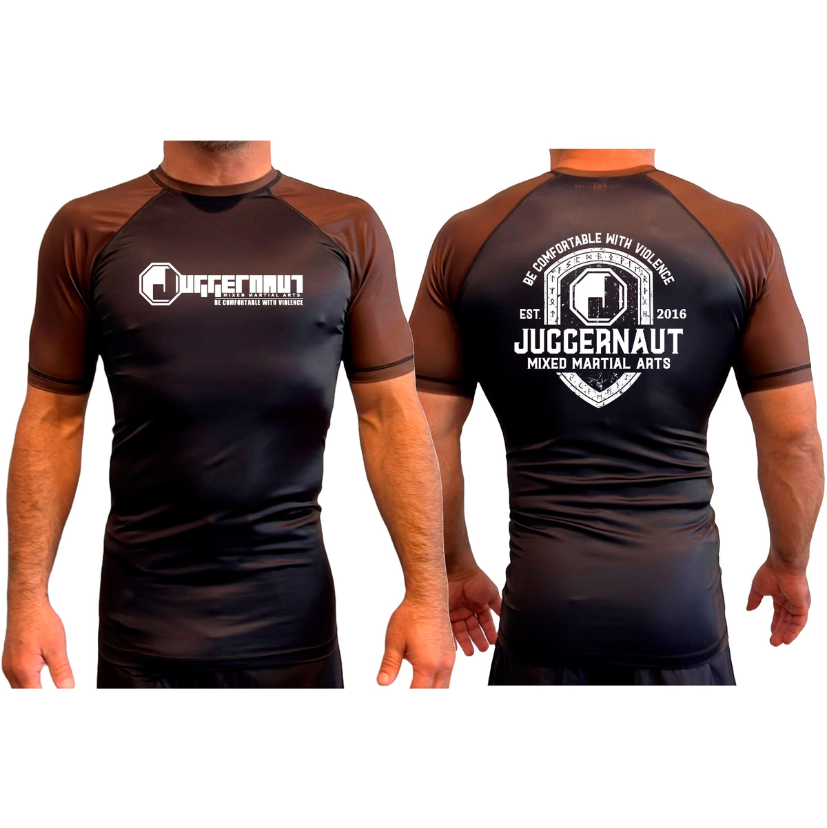 Juggernaut MMA All Black Ranked Short Sleeve Rash Guards #8071 D