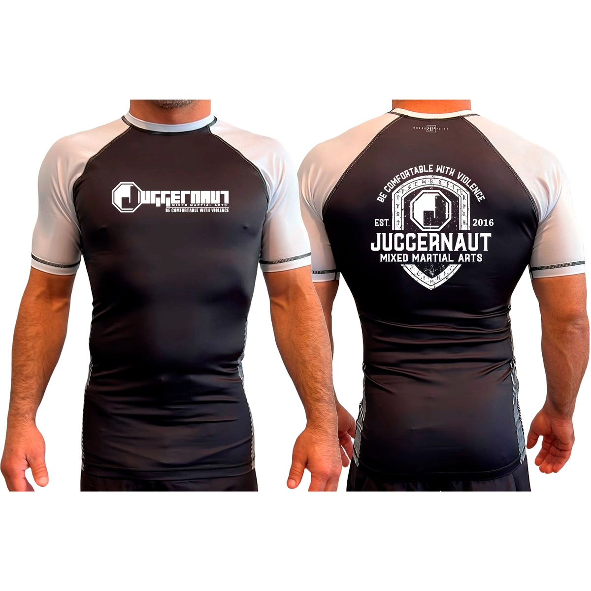 Juggernaut MMA All Black Ranked Short Sleeve Rash Guards #8071 D