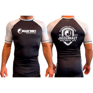 Juggernaut MMA All Black Ranked Short Sleeve Rash Guards #8071 D