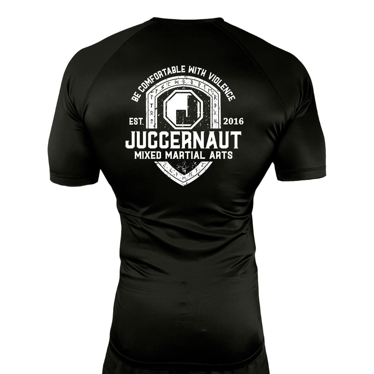 Juggernaut MMA All Black Rash Guards Short Sleeves #8071 D