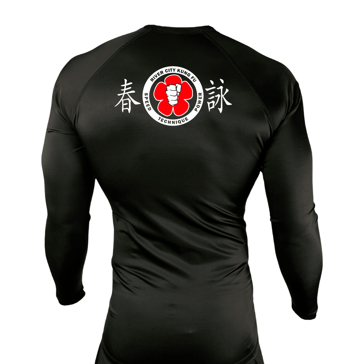 River City Kung Fu All Black Custom Rash Guards Long Sleeves #8072 A