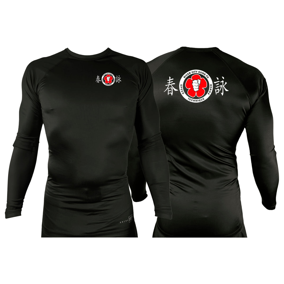 River City Kung Fu All Black Custom Rash Guards Long Sleeves #8072 A