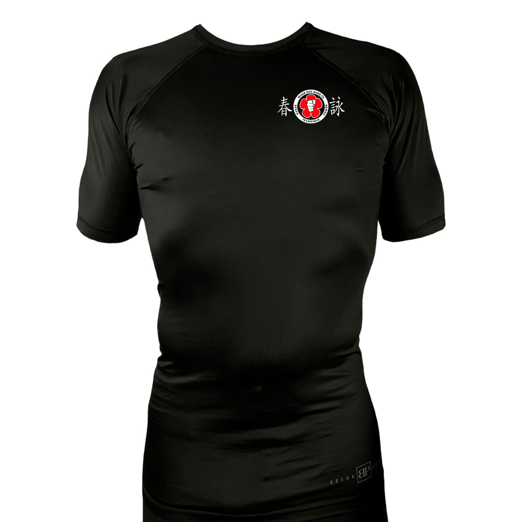 River City Kung Fu All Black Custom Rash Guards Short Sleeves #8072 A