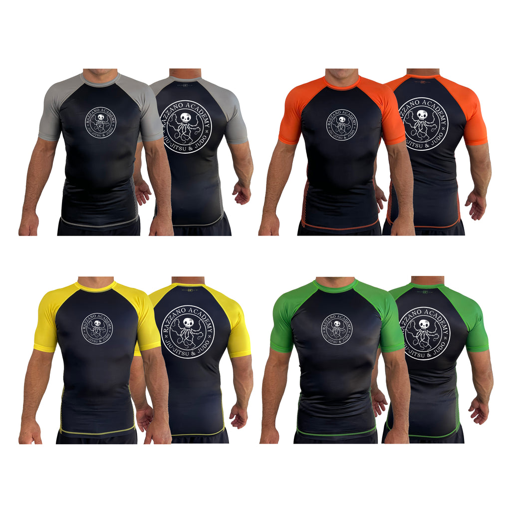 Razzano Academy LLC All Black Ranked Short Sleeve Rash Guards #8073 A