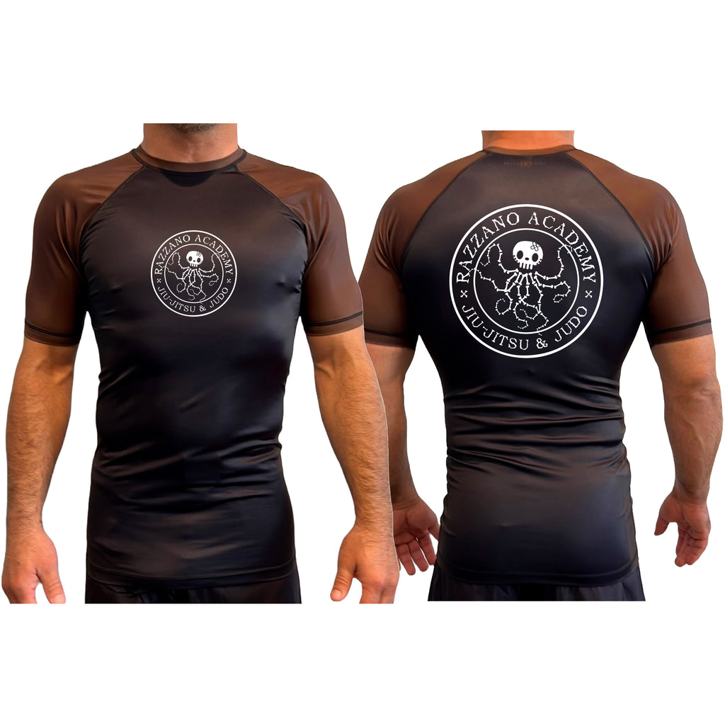 Razzano Academy LLC All Black Ranked Short Sleeve Rash Guards #8073 A