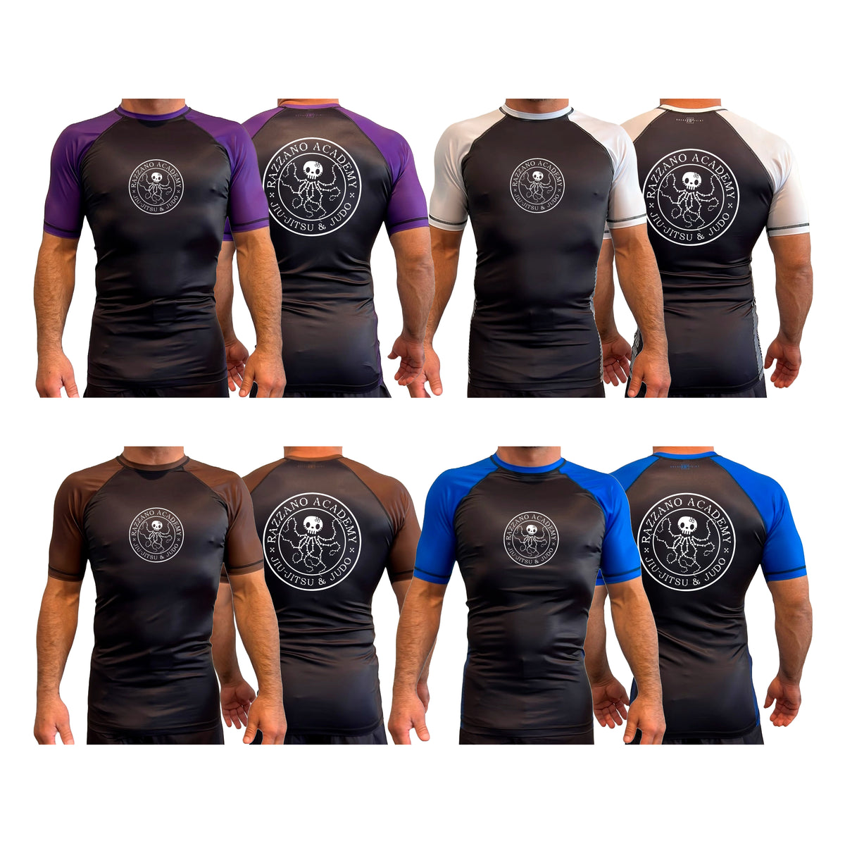 Razzano Academy LLC All Black Ranked Short Sleeve Rash Guards #8073 A