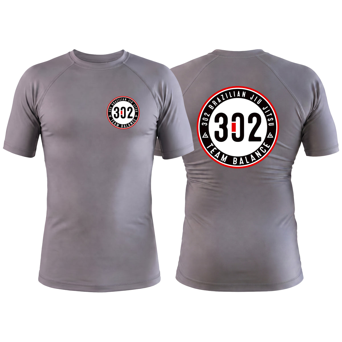 302 Jiu-Jitsu Gray Custom Rash Guards Short Sleeve #8074 A
