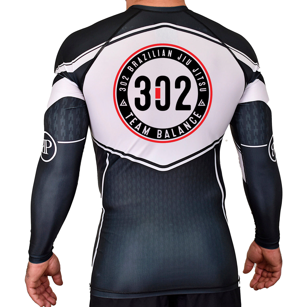 302 Jiu-Jitsu Academy Rash Guards Black/White #8074 A
