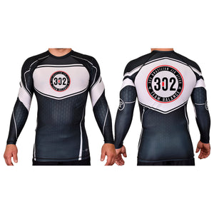 302 Jiu-Jitsu Academy Rash Guards Black/White #8074 A