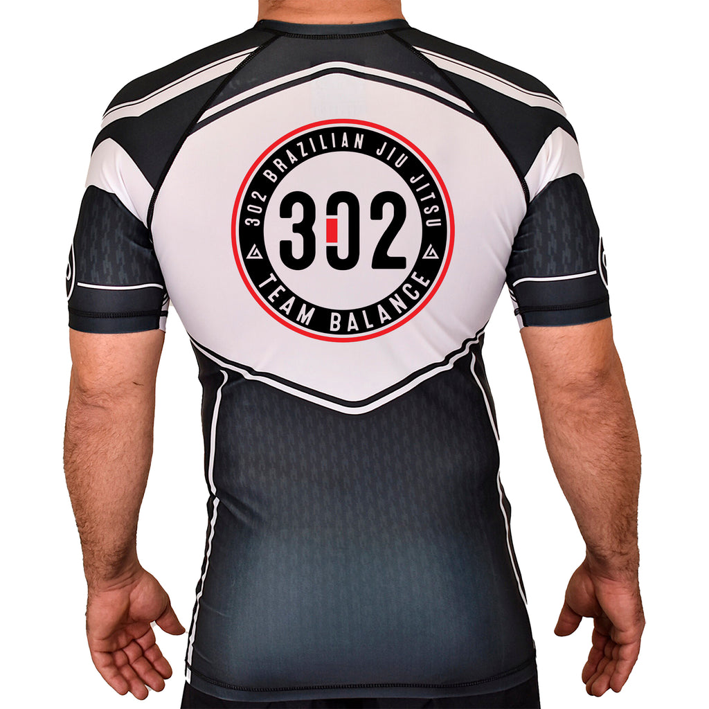302 Jiu-Jitsu Academy Rash Guards Black/White #8074 A