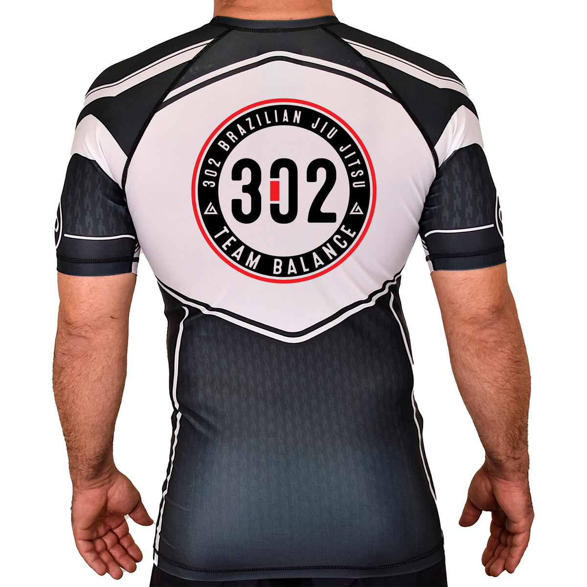 302 Jiu-Jitsu Academy Rash Guards Black/White #8074 A