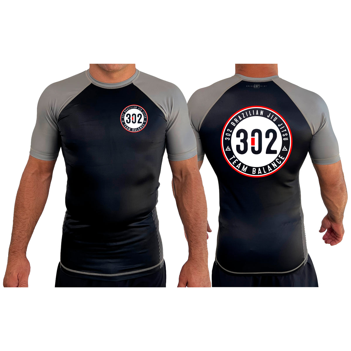 302 Jiu-Jitsu All Black Ranked Short Sleeve Rash Guards #8074 A