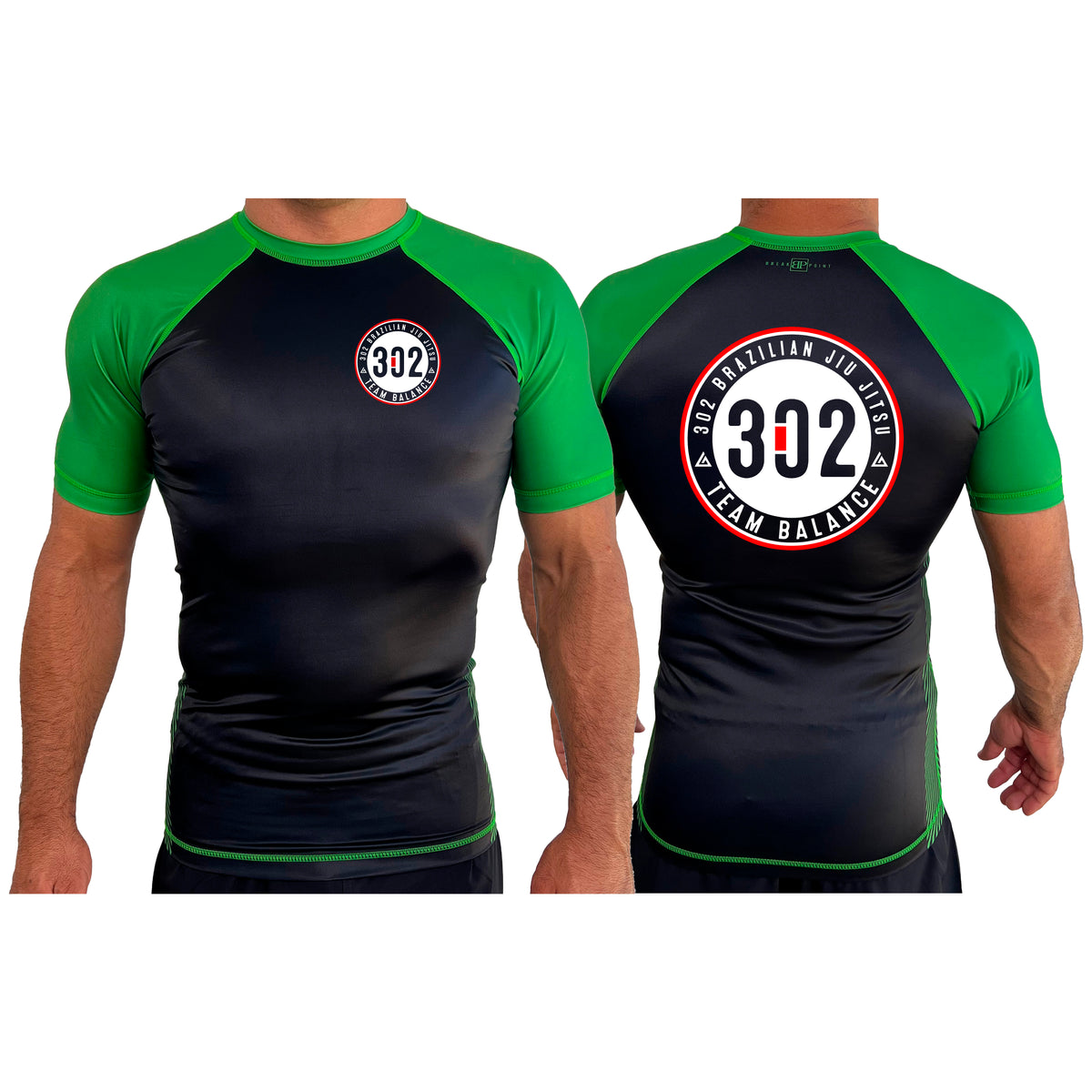302 Jiu-Jitsu All Black Ranked Short Sleeve Rash Guards #8074 A