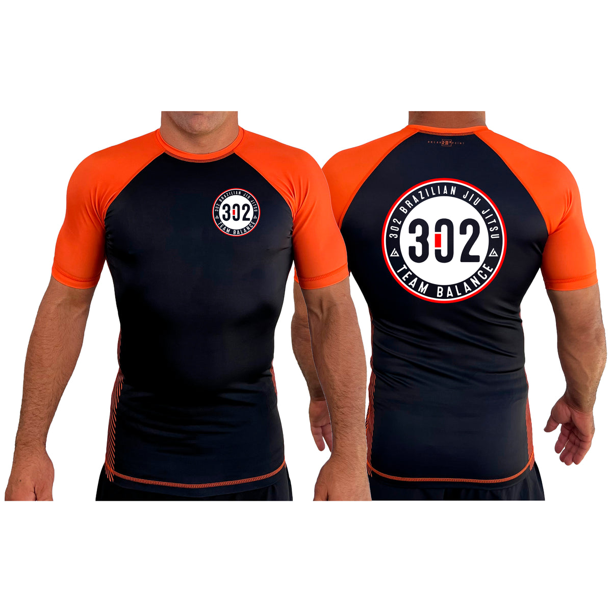 302 Jiu-Jitsu All Black Ranked Short Sleeve Rash Guards #8074 A