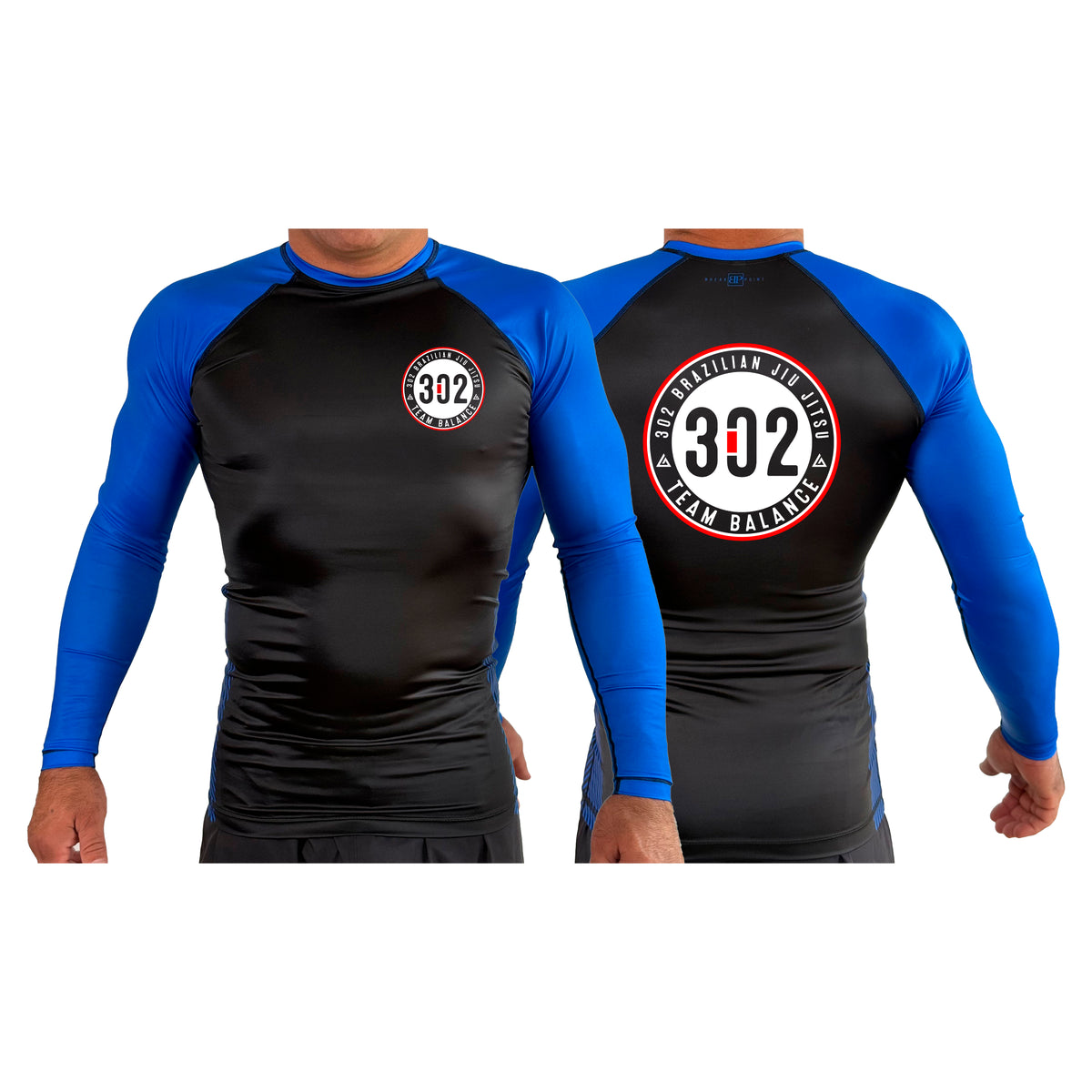 302 Jiu-Jitsu All Black Ranked Long Sleeve Rash Guards #8074 A